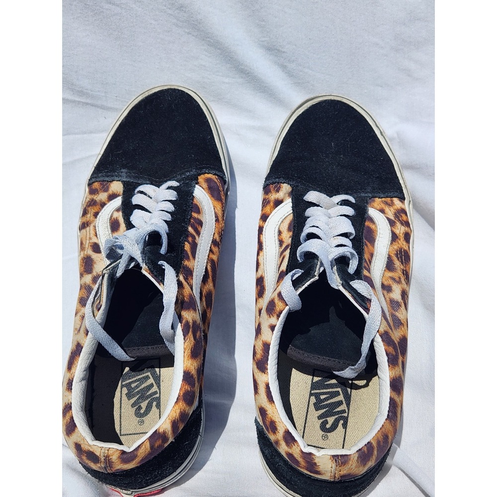 Vans Old Skool Leopard Print Suede Low Top Sneakers Womens 10.5 Mens 9 Black - Picture 3 of 5